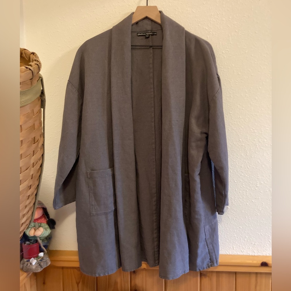 GUDRUN SJODEN linen/cotton drape jacket, size S/M